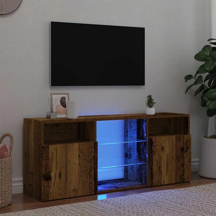 Produktbild VidaXL TV-Schrank mit LED-Leuchten Altholz-Optik 120x30x50 cm TV-Möbel (120 x 30 x 50 cm)
