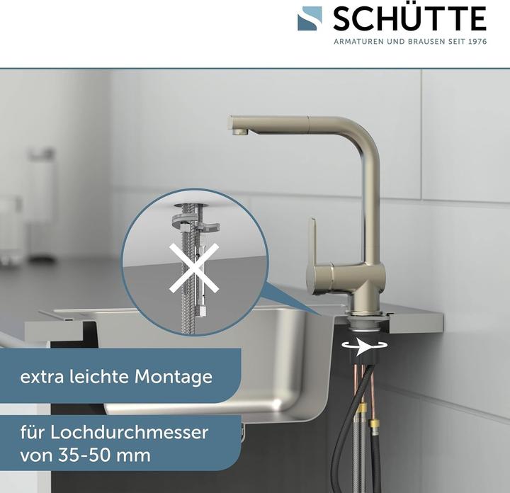 Actual product image Schütte Kitchen tap LONDON sink mixer stainless steel look Pull-out swivelling 79705