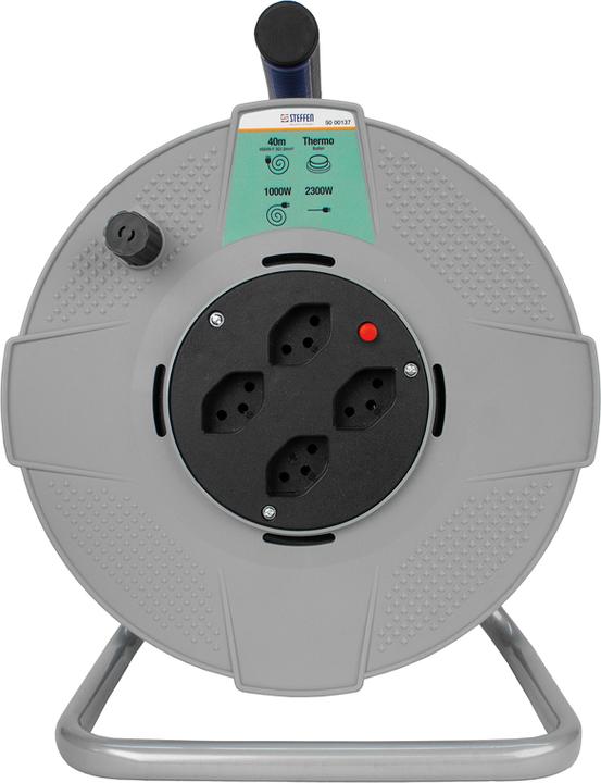 Actual product image Steffen Kunststoff Kabelrolle mit Griff 4xT13 Td 3x1mm² 40m grau/schwarz (40 m, 1 mm²)