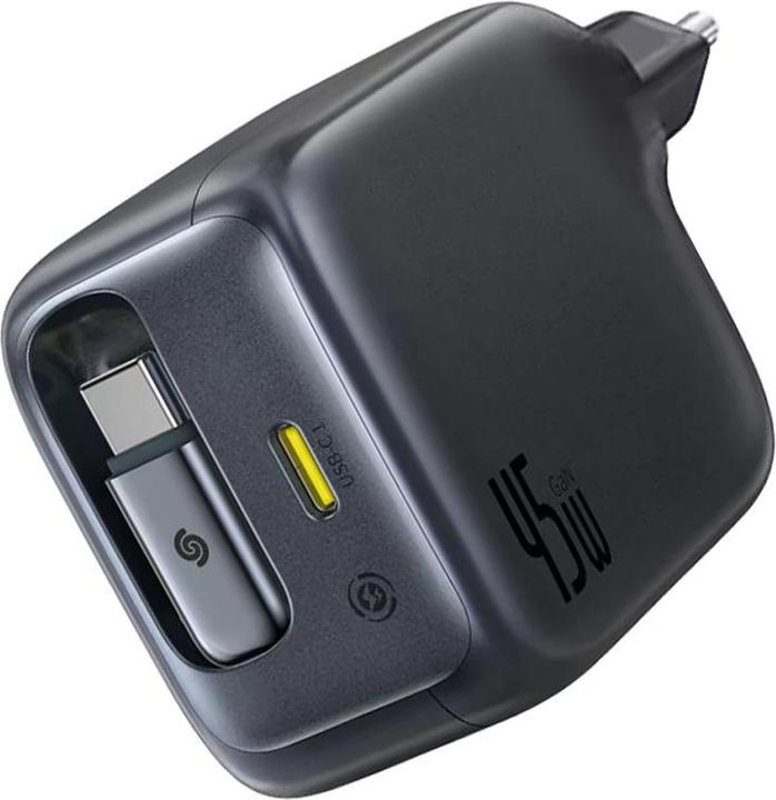 Actual product image Baseus EnerCore CJ11 Charger Retractable 2C 45W EU Black (45 W, 2 ports)