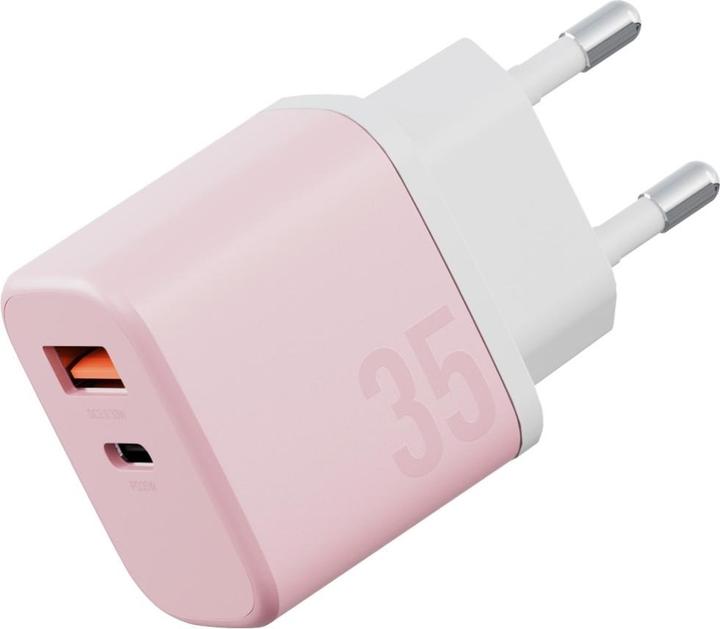 Actual product image Wall charger Bazic GoPort Velox Kit USB-C/USB-A GaN 35W with cable pink (35 W, 2 ports)