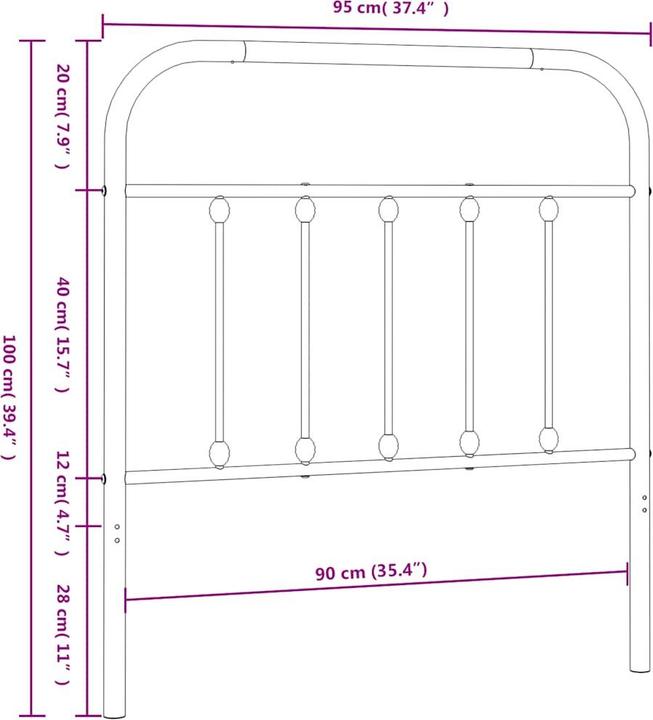 Actual product image vidaXL Kopfteil Metall Weiss 90 cm, Farbe: Weiss, Material (95 x 3 x 100 cm)
