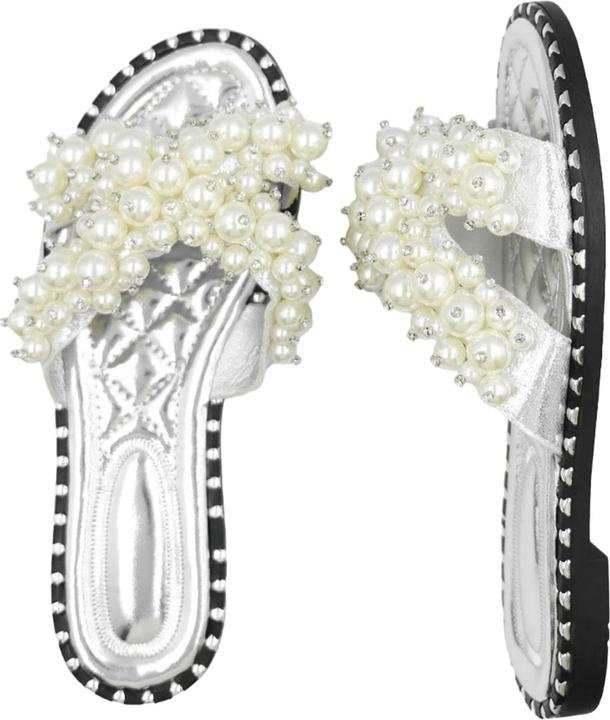 Actual product image Where's That From Womens/Ladies Iona Pearl Wide Flat Sliders (40)