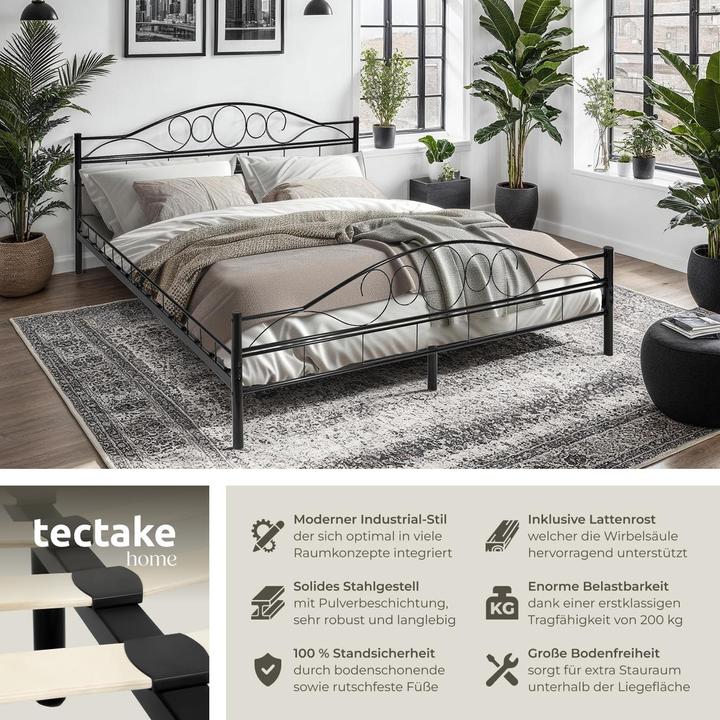 Produktbild tectake Metallbett (200 x 180 cm)