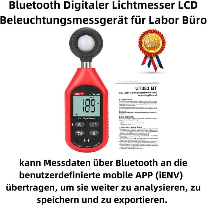 Actual product image Aukson Q77C Luxmeter mit LCD & Bluetooth