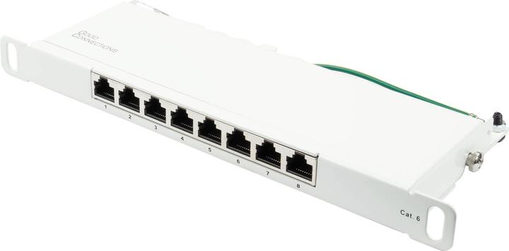 Actual product image Good Connections Patch panel 25.40cm (10") Cat. 6, 8-port, 0.5 U, STP shielded, tool-free opening, pure white (RAL9