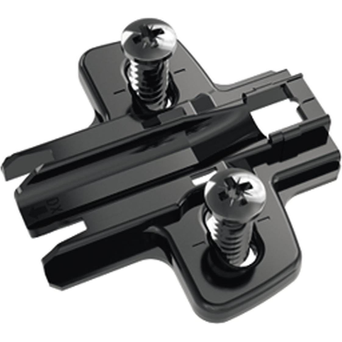 Hettich, Möbelscharnier, Kreuzmontageplatte LaLo-HV schwarz m. Euroschr. ø5x12 Dist. 0,0 mm