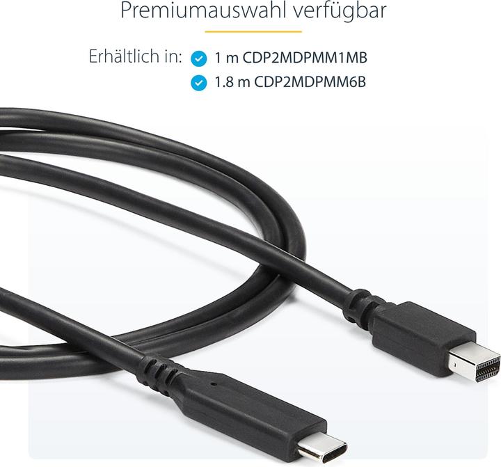 Produktbild StarTech 1m 3 Ft USB C To Mdp Cable (1 m, USB Typ C)