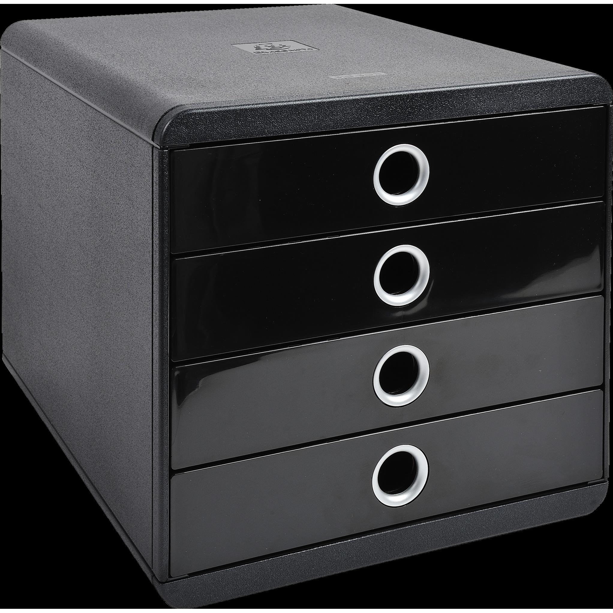 Exacompta, Dokumentenablage, Schubladenbox Pop Box 4 Schubladen, Schwarz (A4+)
