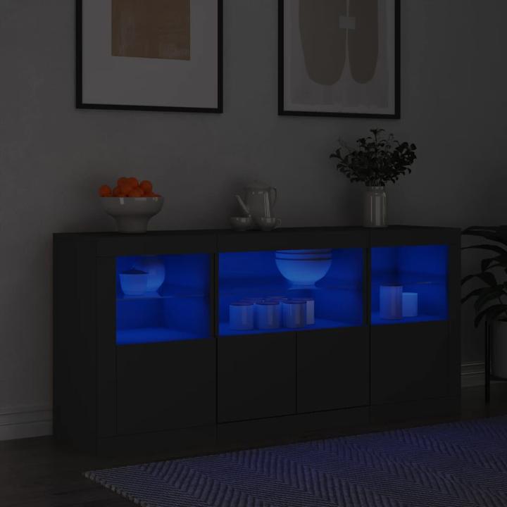 Image du produit vidaXL Buffet avec éclairage LED noir 142,5x37x67 cm,Couleur