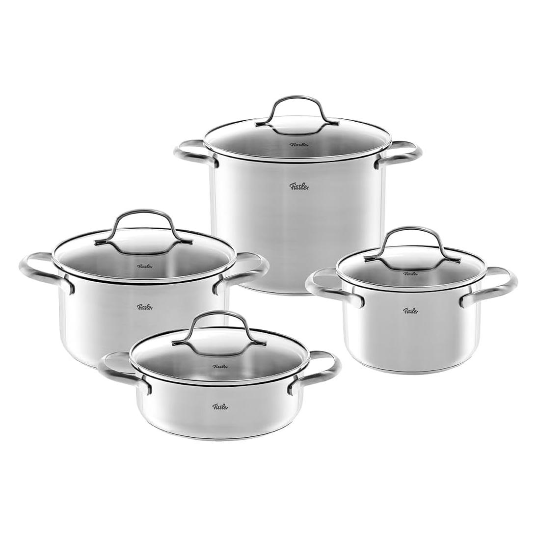 Fissler Pure Collection Set Pentole 4 Pezzi – Acciaio Inox Induzione, Made In Germany