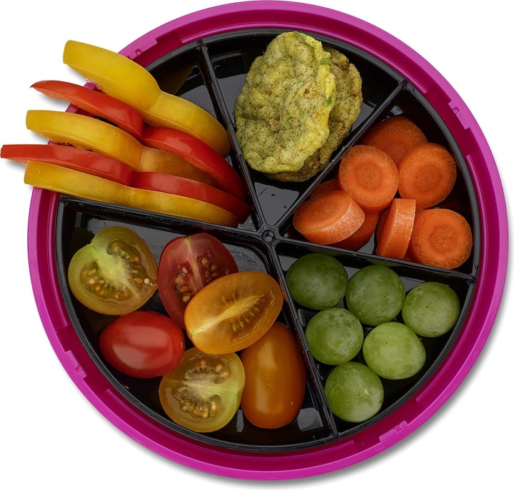 Produktbild Carl Oscar Small SnackDISC ™ 5 chamber rotating Purple - Cow snack container