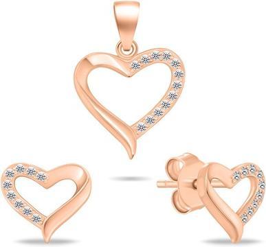 Actual product image Brilio Silver - Rose gold-plated jewelry set Heart SET270R (pendant. earrings) (Silver from Switzerland, Germany and Austria)