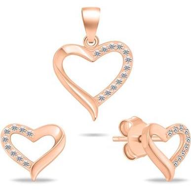 Brilio, Ohrringe, Silver - Rose gold-plated jewelry set Heart SET270R (pendant. earrings)