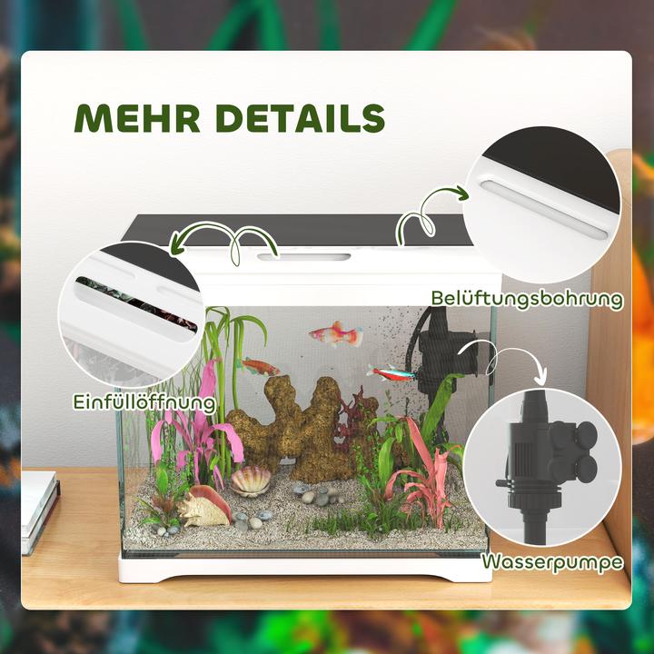 Image du produit PawHut Aquarium Glas, ABS Weiss (17 l)