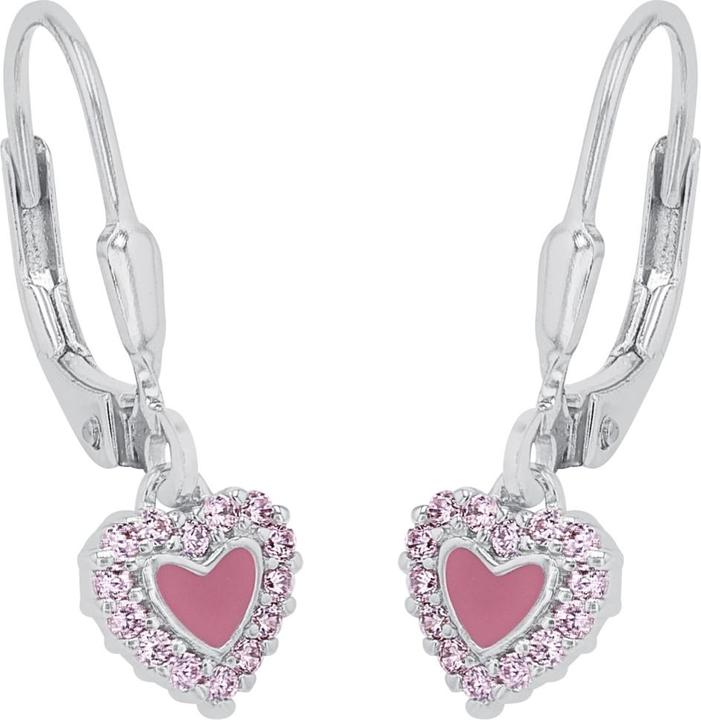Immagine prodotto Prinzessin Lillifee Gioielli per orecchie da bambina, argento 925, zirconi (sintetici) | smalto, cuore (Argento 925)