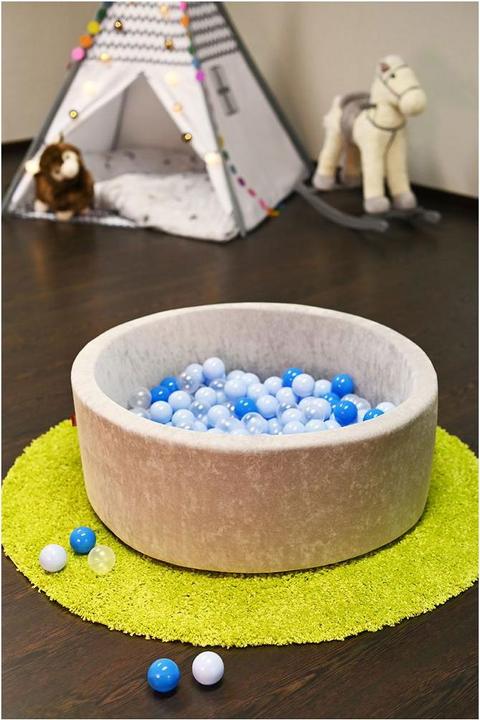 Actual product image Knorrtoys Bällebad soft - "Grey" - 300 balls soft blue/blue/transparent (ca. 6cm Durchmesser)