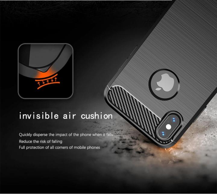 Immagine prodotto Cadorabo TPU Ultra sottile in acciaio inossidabile al carbonio Combi Cover (Apple iPhone XS Max)