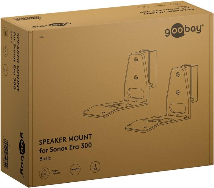 Produktbild Goobay Lautsprecher-Wandhalterung Modern Era 3 Flex, weiss (Wandmontage, Neigbar, Schwenkbar)