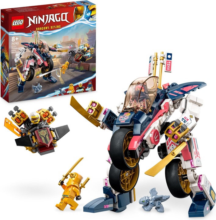 Actual product image LEGO Ninjago Sora's Mech transforms into a racing bike (71792). (71792, LEGO Ninjago)