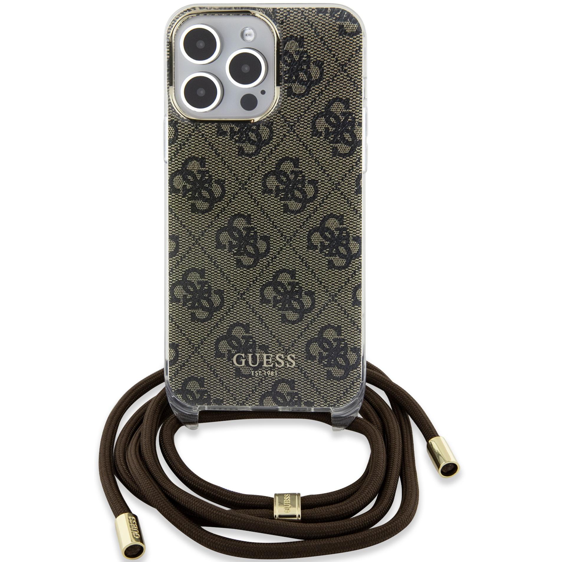 Thumbnail - Guess IML 4G Crossbody Case für Apple iPhone 15 Pro - brown (Apple iPhone 15 Pro), Smartphone Hülle, Braun