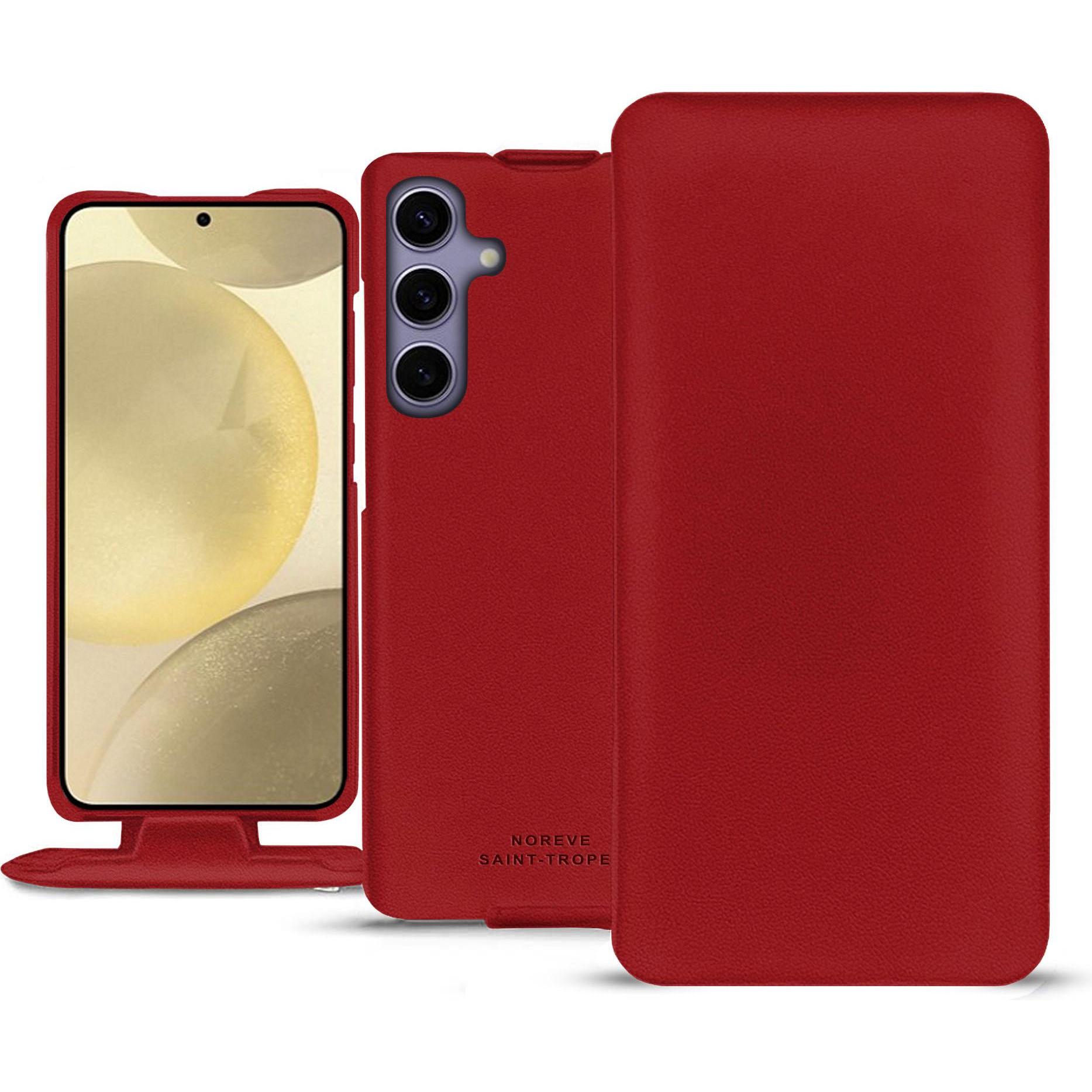 Noreve Lederschutzhülle vertikal (Samsung Galaxy S24+), Smartphone Hülle, Rot
