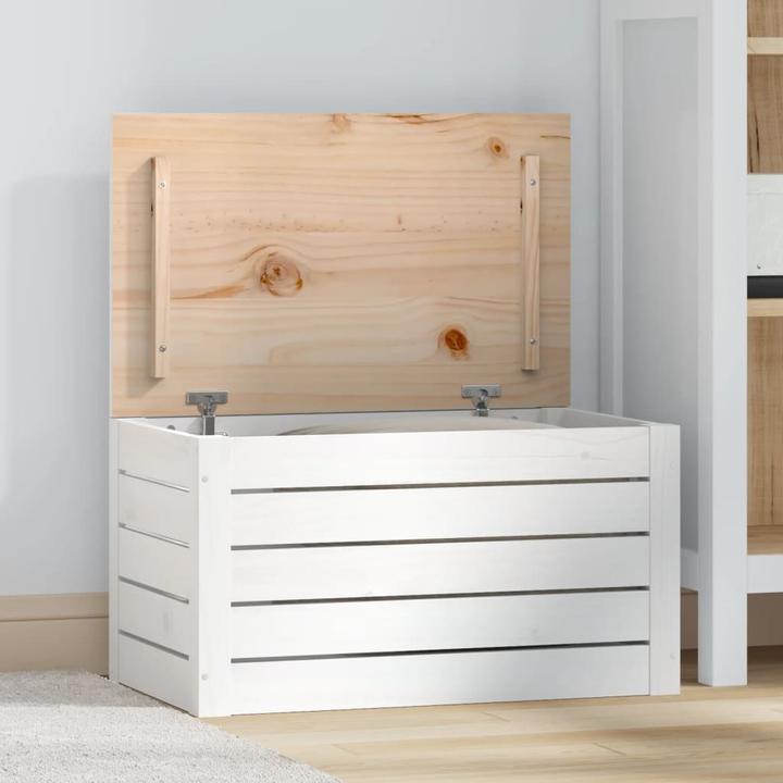 Produktbild VidaXL Truhe Weiss 59,5x36,5x33 cm Massivholz Kiefer,Farbe (59.5 x 36.5 x 33 cm)