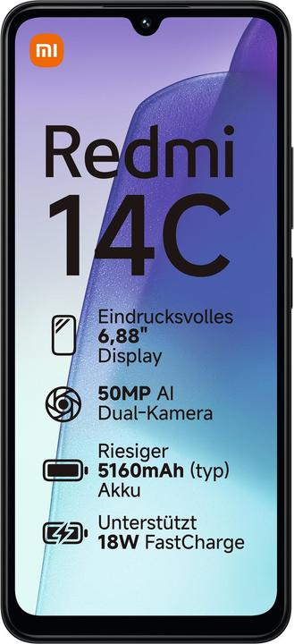 Produktbild Xiaomi Redmi 14C (128 GB, Midnight Black, 6.88", Dual SIM, 4G)