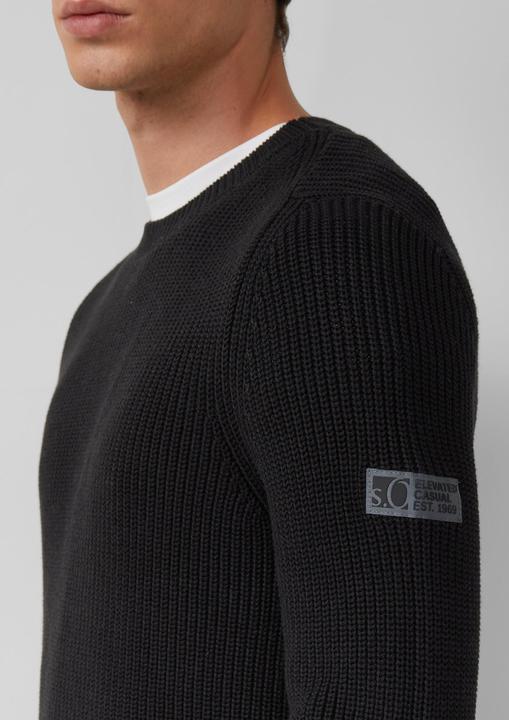 Produktbild s.Oliver Strickpullover Strukturierter Baumwoll-Pullover mit Label-Patch (S)