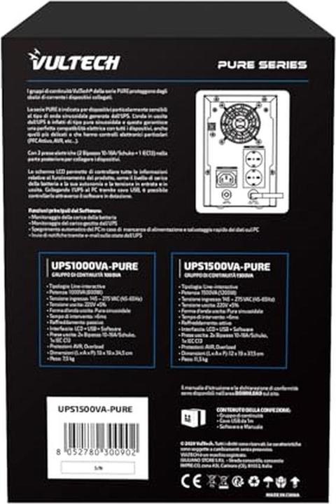 Produktbild Vultech UPS1000VA-PURE (1000 VA, 800 W, Line-Interaktiv USV)