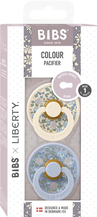 Bibs x Liberty Colour Latex Schnuller (rund), Eloise Dusty Blue (2 x, bis 6 Monate)