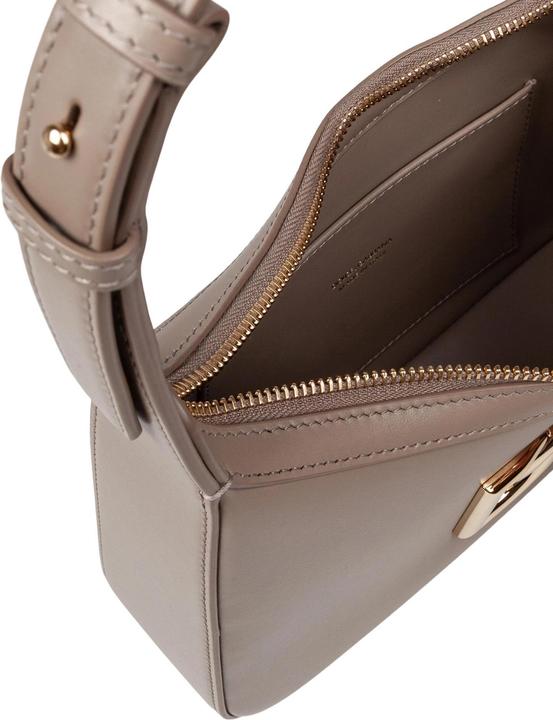Actual product image Dolce & Gabbana 3.5 leather shoulder bag with dg logo taupe