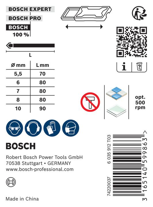 Immagine prodotto Bosch Professional Zubehör Set di punte per piastrelle CYL-9, 5 pezzi (5,5 mm, 6 mm, 7 mm, 8 mm, 10 mm)