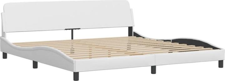 Actual product image VidaXL Bed Upholstered bed Double bed Faux leather bed with mattress White 200x200cm (200 x 200 cm)