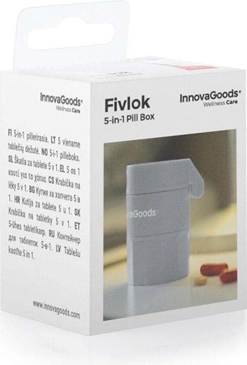 InnovaGoods 5-in-1 Tablettendose mit Tablettenschneider und -zerkleinerer Fivlok