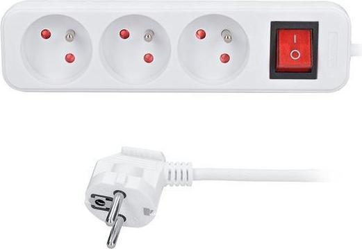 Olight Solight extension cord, 3 sockets, white, switch, 3m (230 V)