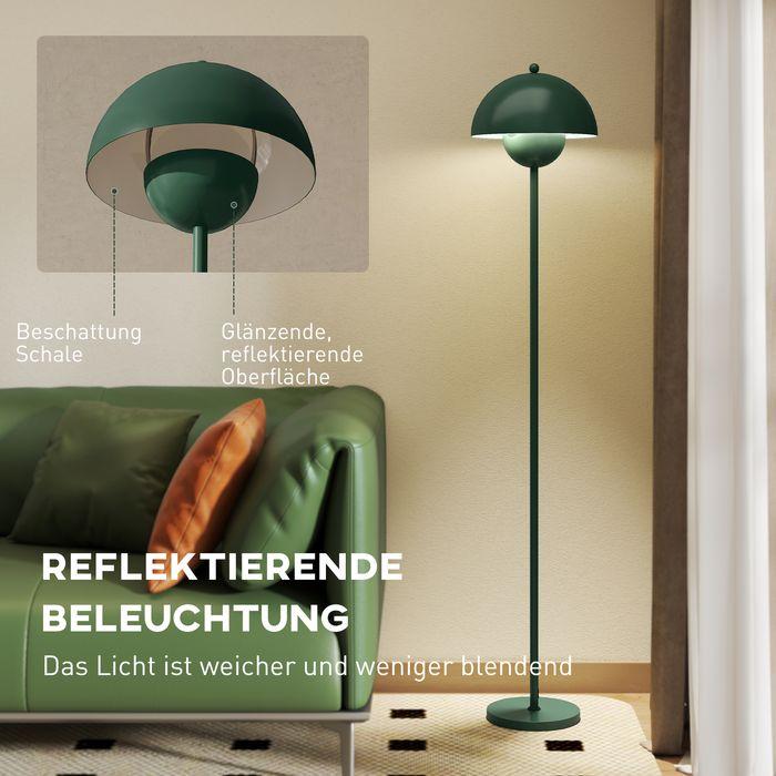 Actual product image Swisshandel24 Stehlampe, runder Schirm, Fussschalter, langes Kabel, eleganter Look, Stahl, Grün (E27)