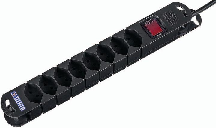 Produktbild Steffen Steckdosenleiste TIDE 8xT13 3m mit Schalter und Haftmagnete ws (8 x, Typ 13, 3 m)