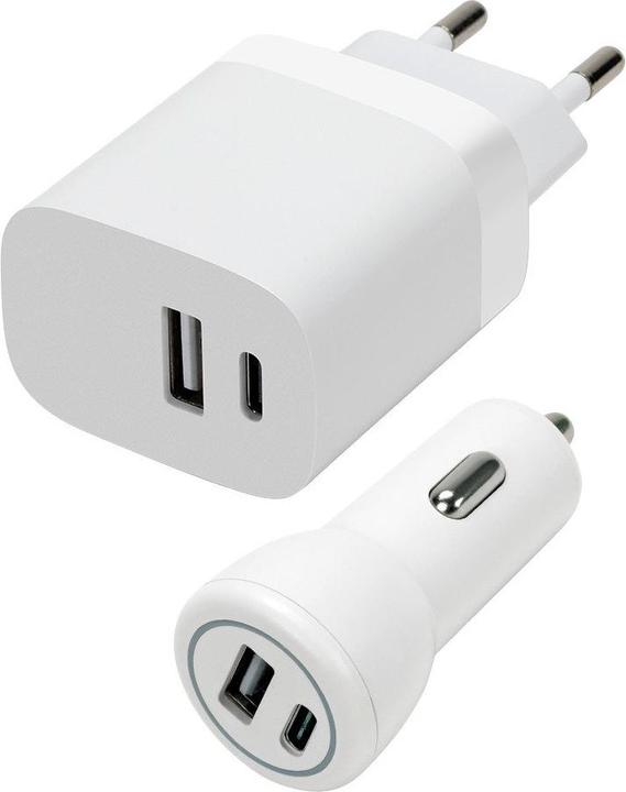 Actual product image Speedlink Wall & Car Charger Set USB-A & USB-C 15W, white (15 W)
