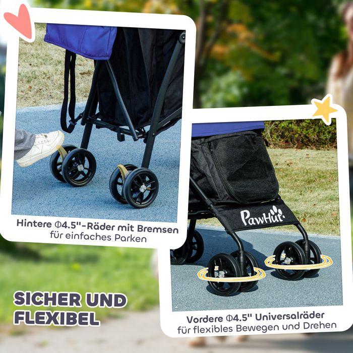 Actual product image Swisshandel24 Hundewagen Hundebuggy klappbar für Hunde & Katzen bis 4 kg Dunkelblau (Cat, Dog, Foldable, Safety closure, Washable)