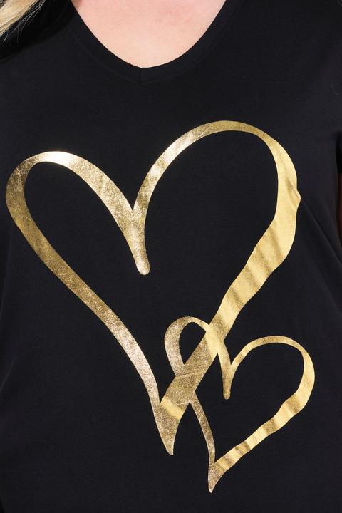 Actual product image Miamoda T-Shirt, bequeme Passform, glänzendem Herz-Motiv (50)