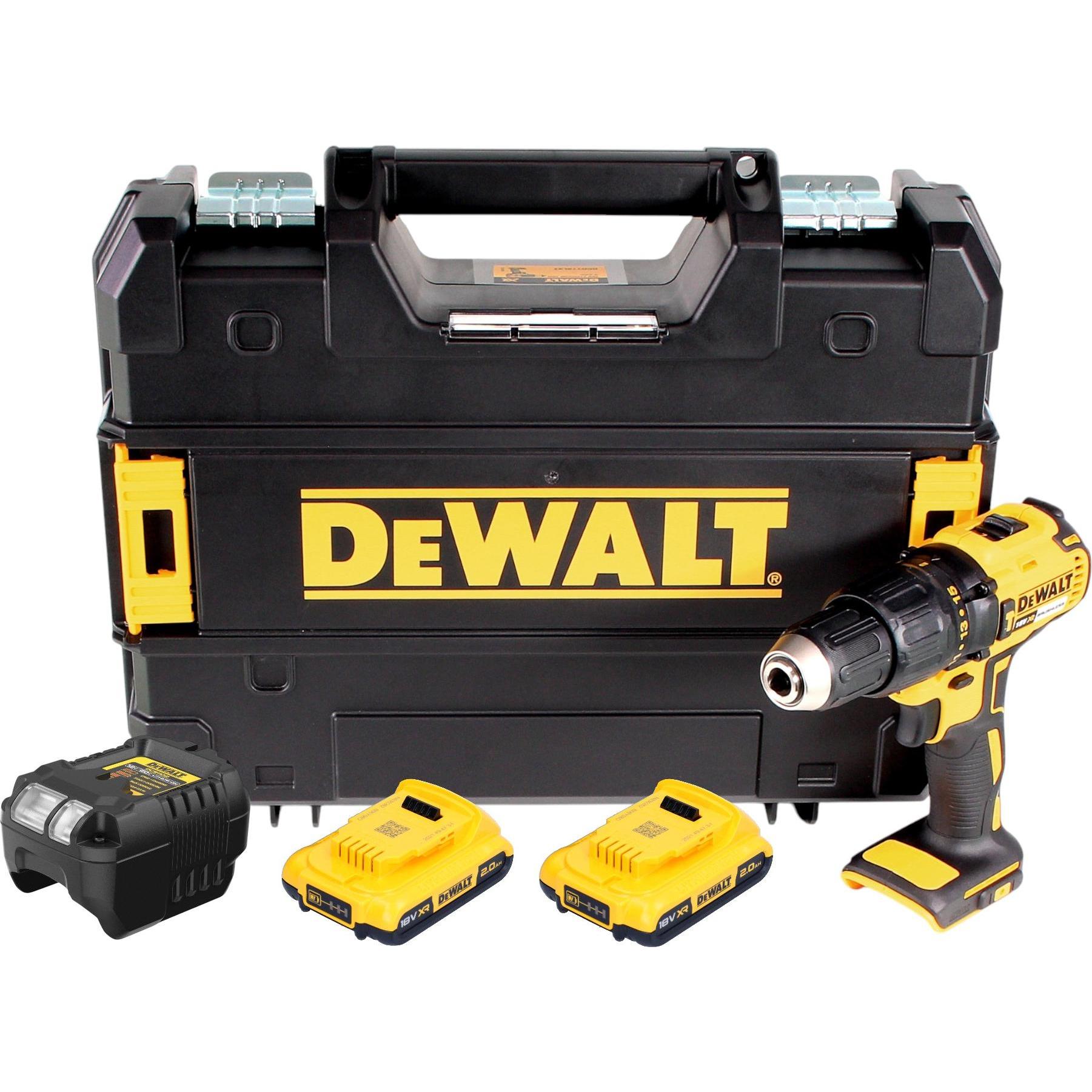 Thumbnail - DeWalt, Bohrmaschine + Akkuschrauber, DCD 778 D2T Akku Schlagbohrschrauber 18V 65Nm + 2x Akku 2,0 Ah + Ladegerät + TSTAK...