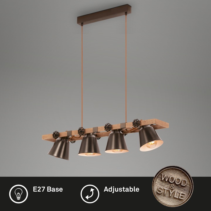 Produktbild Briloner Pendelleuchte, Holz, antik-grau, 4xE27/max. 40W exkl. (E27)