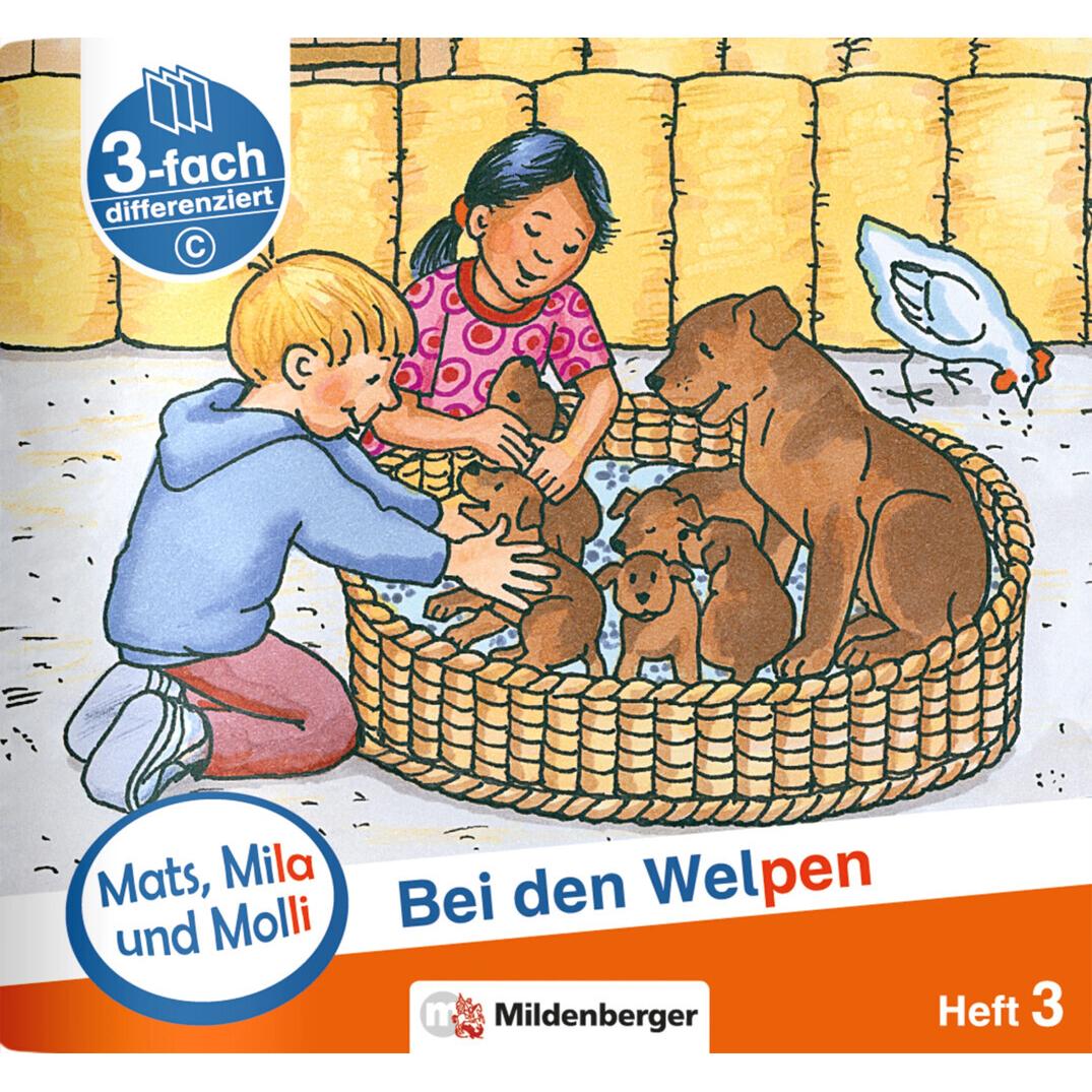 Mats,Mila und Molly.3 Bei den Welpen-C, Schulbücher von Helge Weinrebe