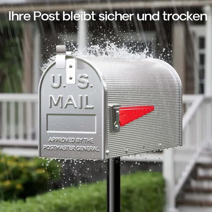 Image du produit Wiltec Boite aux lettres Style américain Design Couleur Gris argenté Boite postale US Mailbox avec drapeau