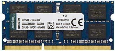 Actual product image Kingston Notebook Memory NB MEMORY 8GB PC12800 DDR3 / SO KVR16S11 / 8 (1 x 8GB, 1600 MHz, DDR3-RAM, SO-DIMM)