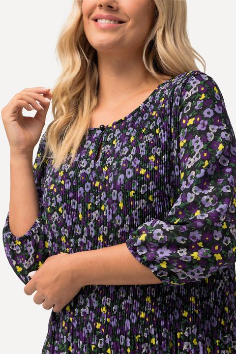 Actual product image Ulla Popken Pleat Floral Print 3/4 Sleeve Tunic Dress (50, 52)