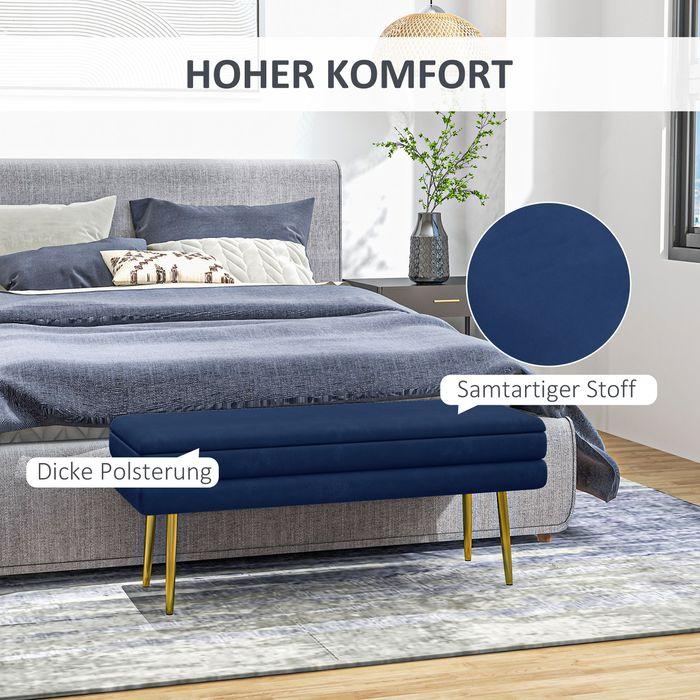 Actual product image Swisshandel24 Sitzbank Polsterbank, mit Stauraum, Stahl, 100 cm x 37,5 cm x 42 cm, Blau (100 cm)