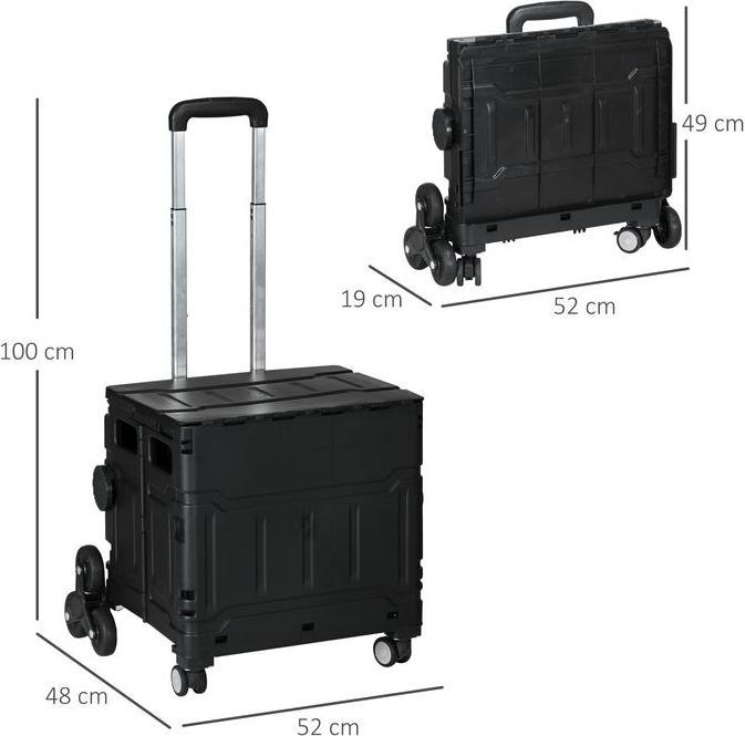 Actual product image Swisshandel24 Folding shopping trolley, adjustable telescopic handle, lid, up to 80kg, black