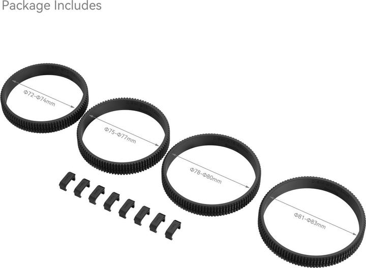 Produktbild SmallRig 4187 72 74mm / 75 77mm / 78 80mm / 81 83mm Seamless Focus Gear Ring Kit